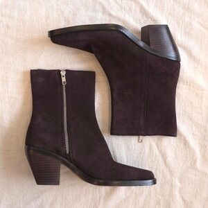 Madewell Brown suede ankle boots with block heel - Size 8